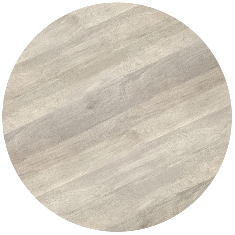 WYNDENHALL Keystone 34" Wide Solid Mango Modern Industrial Drum Coffee Table & Assembled - 34"d x 34" w x 12"h