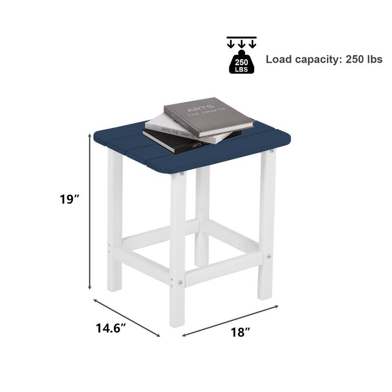 Aoodor HDPE All Weather Outdoor Side Table, Square Adirondack Patio End Table for Patio, Pool, Porch - N/A