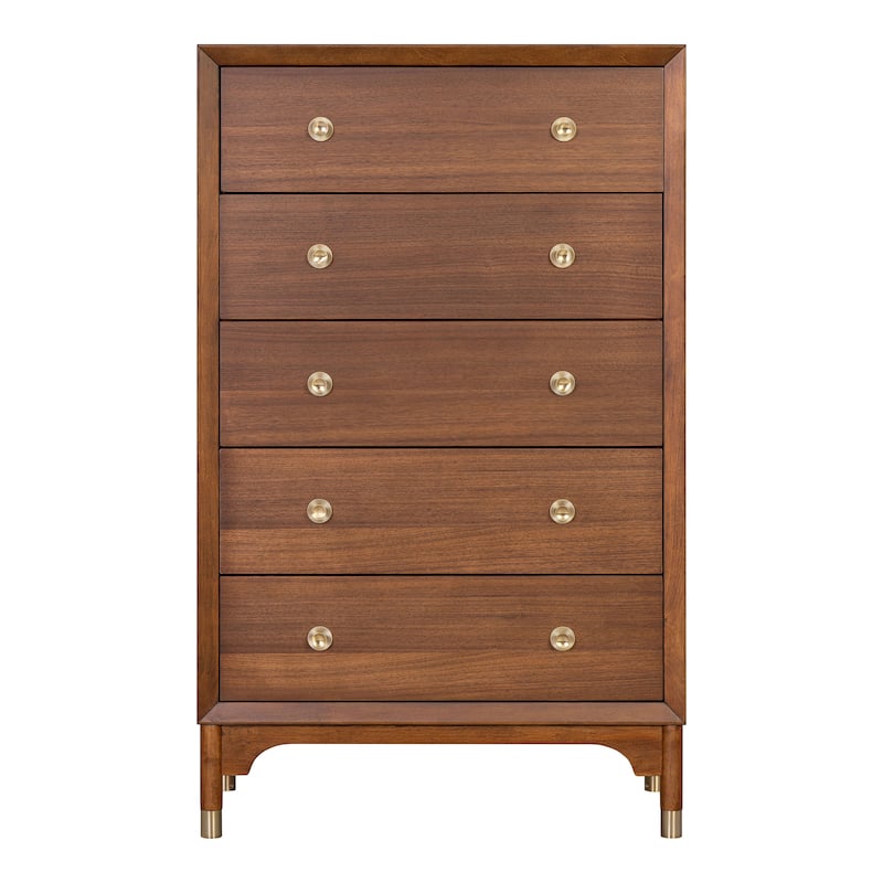 Furniture of America Forma Mid-Century Modern 6-Piece Walnut Solid Wood Platform Bedroom Set