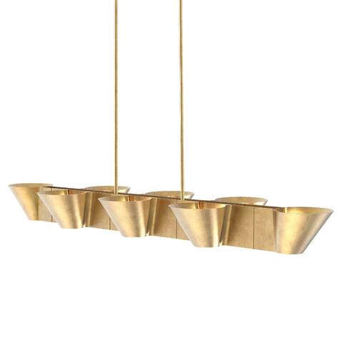 Hudson Valley Reeve 8-Light Vintage Gold Leaf Linear Island Pendant