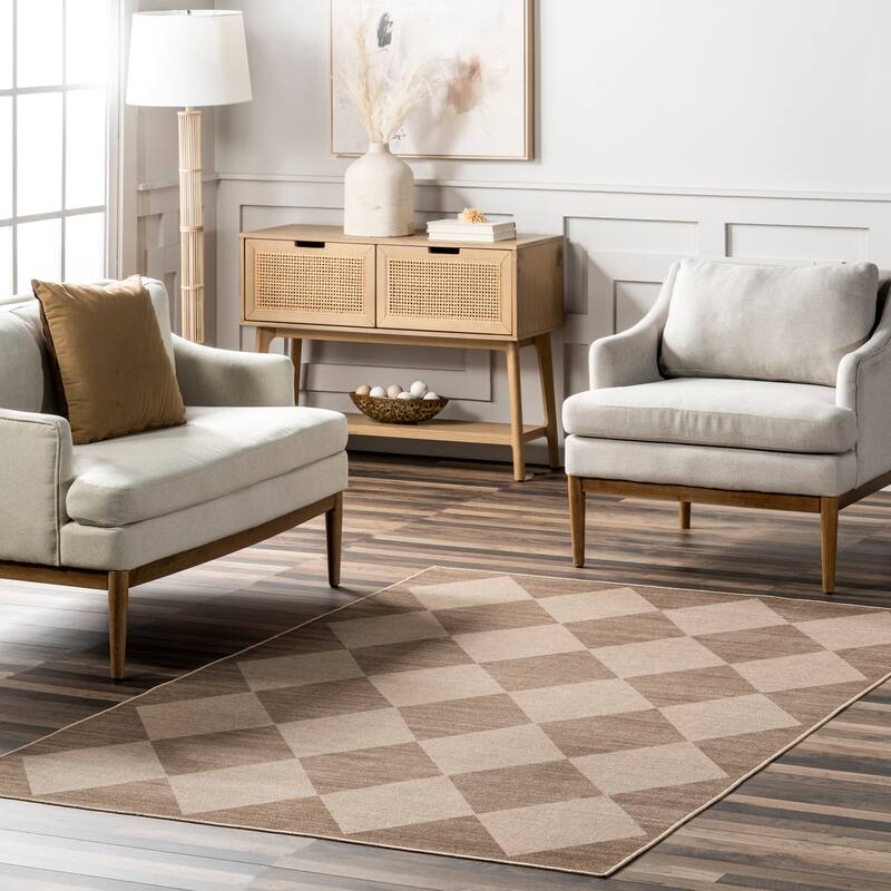 Nuloom Abi SuperiorWash Checkered Easy-Jute Machine Washable Area Rug - 4' x 6' - Natural - Rectangle