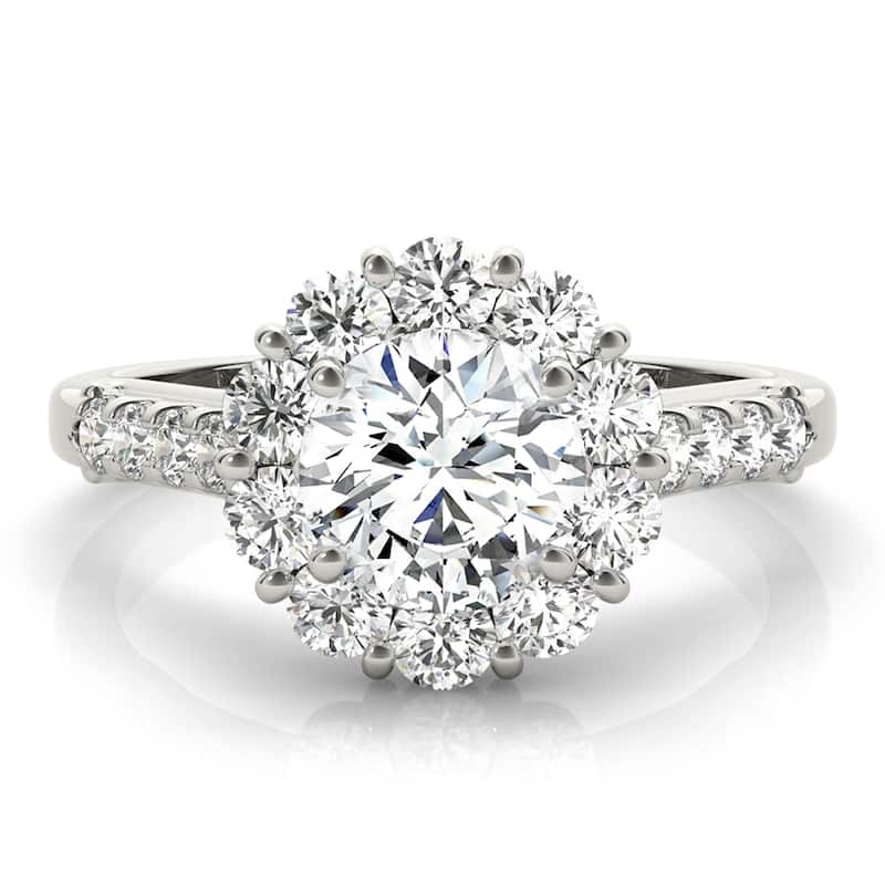 Auriya 14k-White Gold Lab Grown Round Diamond Halo Engagement Ring 0.50 to 5.00 ct. tw. (F-G VS)