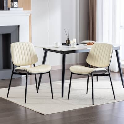 GDFStudio Mid Century Modern Armless Upholstered Dining Chairs with Metal Legs