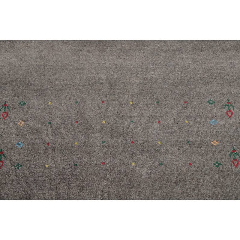 Hand Knotted Oriental 100% Wool Carpet Tribal Tribal Greys & Charcoal Gabbeh Area Rug - 12' 1'' X 9' 1''