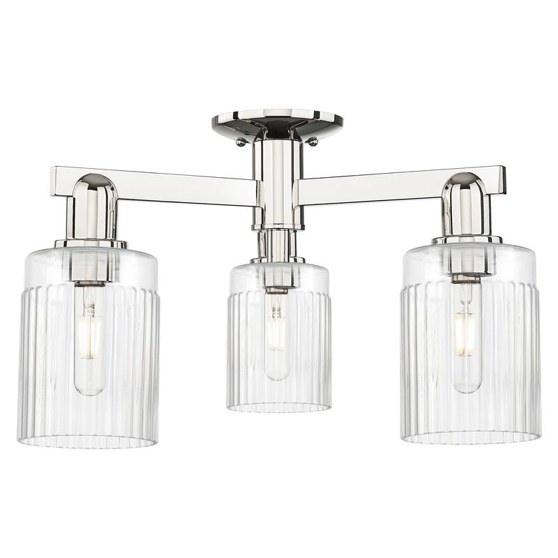 Innovations Lighting Endless Possibilities Arcadia - Hadley - 3 Light 22" Semi-Flush Mount - Clear/Polished Nickel