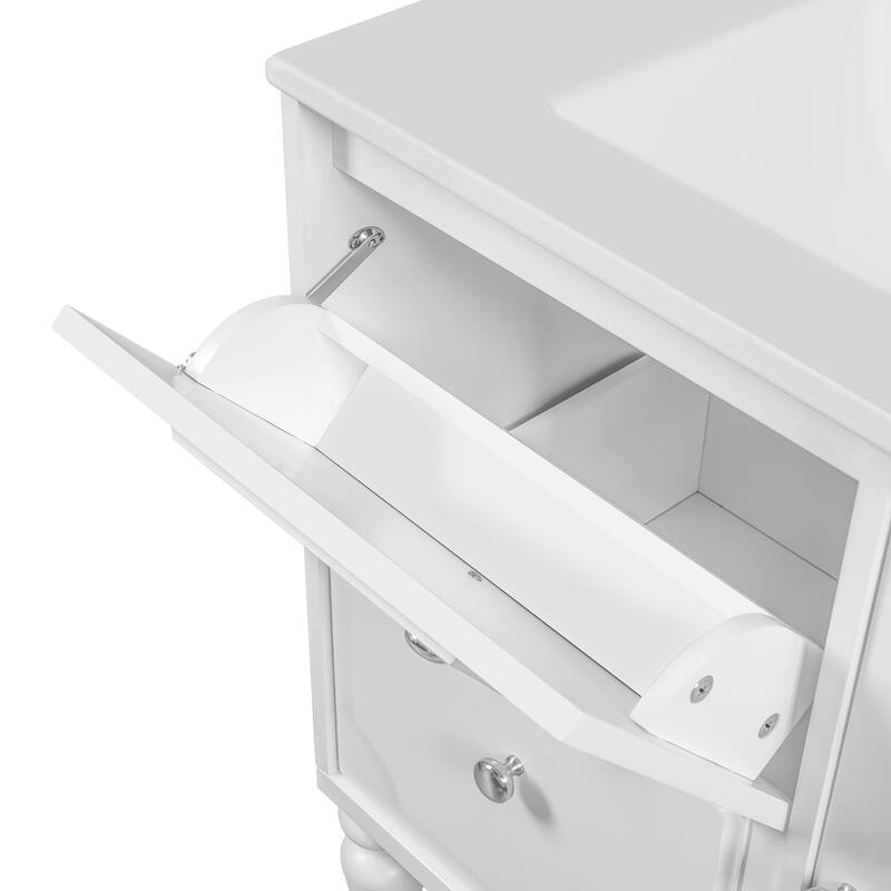 Retro Style 30'' Bathroom Vanity with Ceramic Sink Combo, Freestanding Single Vanity with 2 Drawers,Solid Wood Frame Cabinet