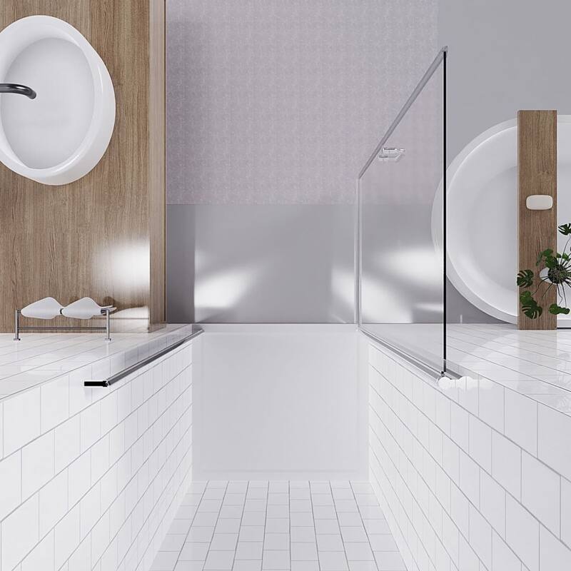 Adjustable Width: 30"/32"/34"/36"W*72"H Semi-Frameless Pivot Shower Door with Reversible Installation