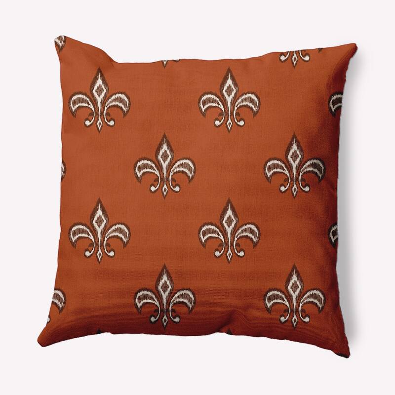 Fleur de Lis Indoor/Outdoor Throw Pillow - 20" x 20" - Sienna