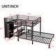 preview thumbnail 3 of 7, Metal Queen over Queen Bunk Bed, Comes with a Wardrobe, Desk, and Chairs with Storage Compartments