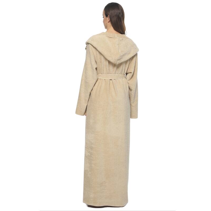 Women's Angel Stlyle Robe Ankle Long Hooded Turkish Cotton Bathrobe