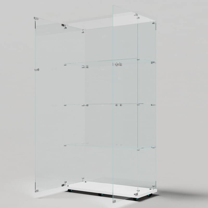 Tempered glass display cabinet, storage cabinet,file cabinet,with Bluetooth LED light strip,lock on the door,equipped with cast