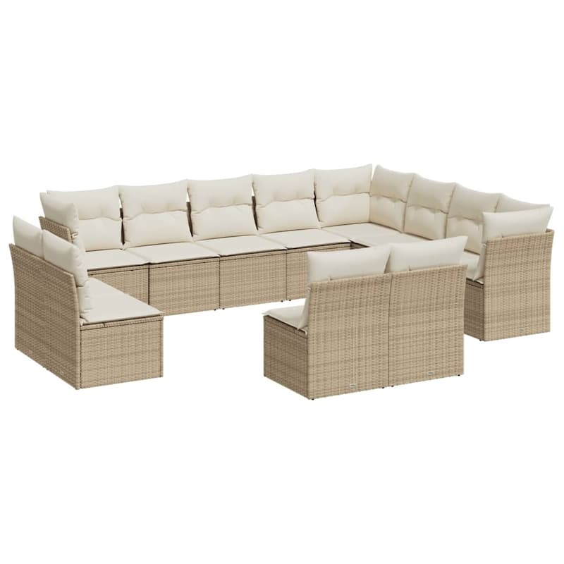 vidaXL Garden Sofa Set Beige, Cream White - 24.4 x 24.4 x 27.2