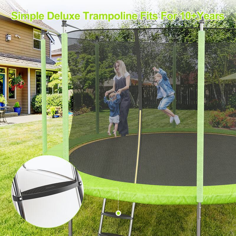 10FT Trampoline, Recreational Trampolines with Enclosure Net and Ladder