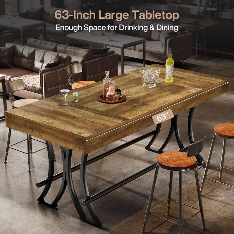63" Industrial Bar Height Table for Drinking & Dining