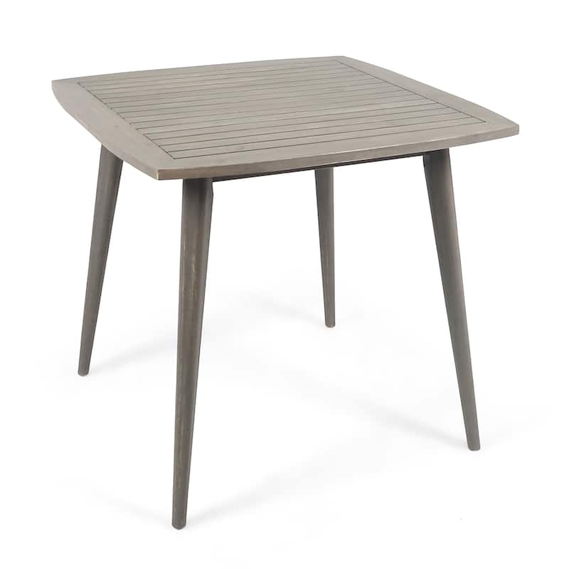 Roomfitters Outdoor Square Acacia Wood Table with Straight Legs, Stylish and Durable Design for Patio and Garden Use, Gray