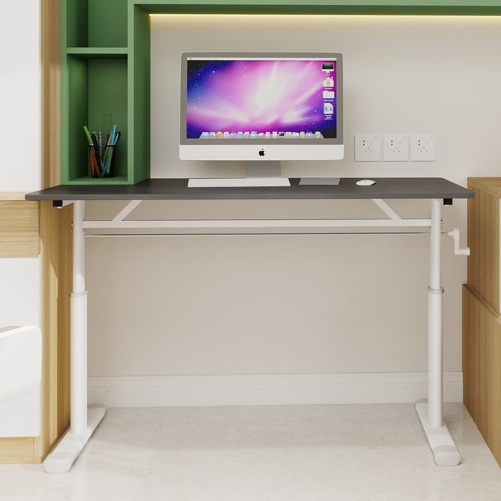 Roomfitters 47" Adjustable Height Study Desk - Compact Multi-Purpose Desk for Kids & Adults, Manual Crank Standing Desk