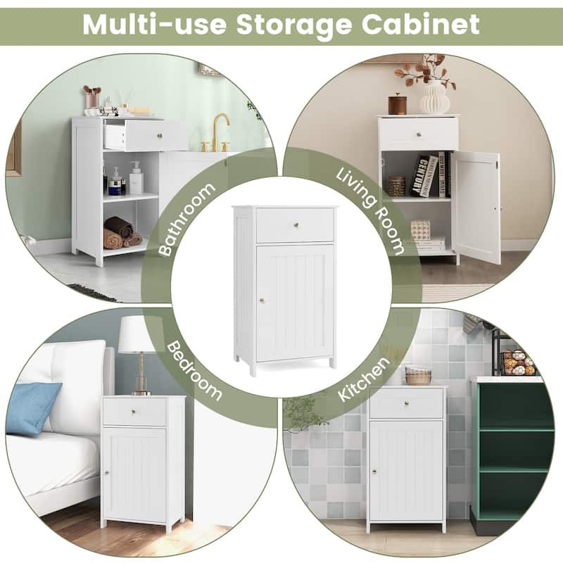 Bathroom Storage Cabinet with Drawer and Adjustable Shelf - 17" x 13.5" x 30.5"