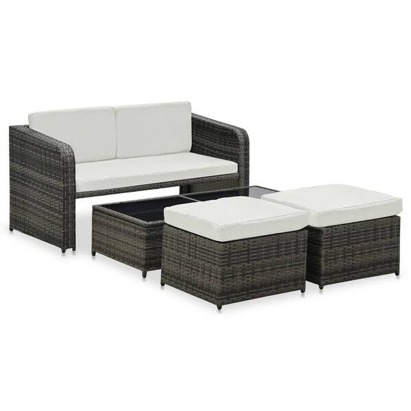 slide 1 of 10, vidaXL 4 Piece Patio Lounge Set with Cushions Poly Rattan Anthracite