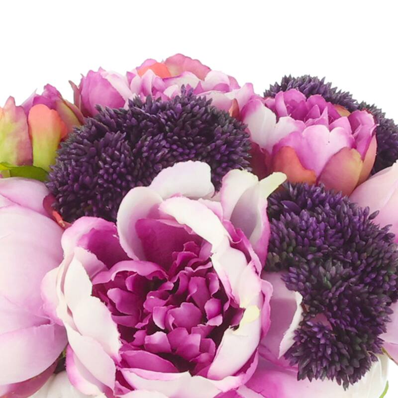 Peonies and Sedum in Ceramic Vase - 10