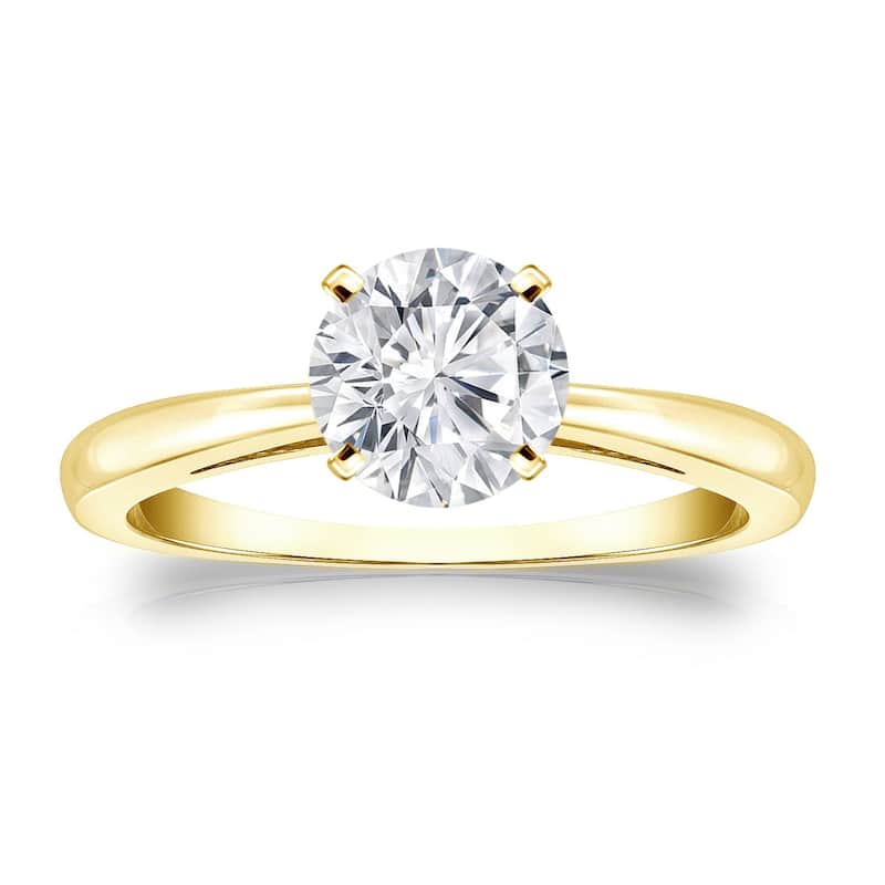 Auriya 14k Gold 1ctw Round Solitaire Diamond Engagement Ring - Yellow - 4