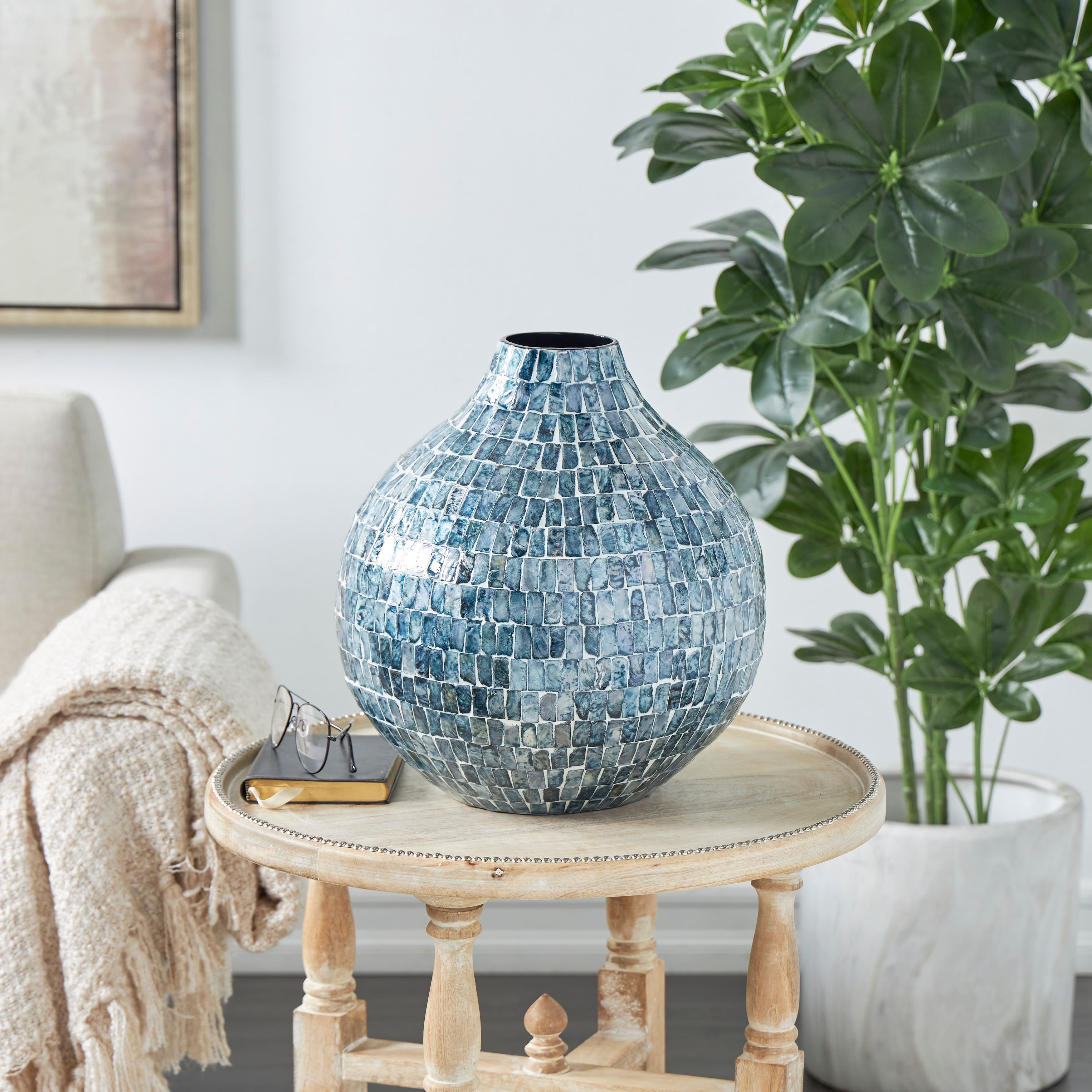 Blue Mother of Pearl Shell Handmade Mosaic Inspired