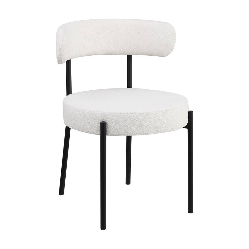 Dining Chairs Set of 2 Round Upholstered Boucle Dining Room Chairs Curved Backrest Chairs for Dining Room Metal Legs
