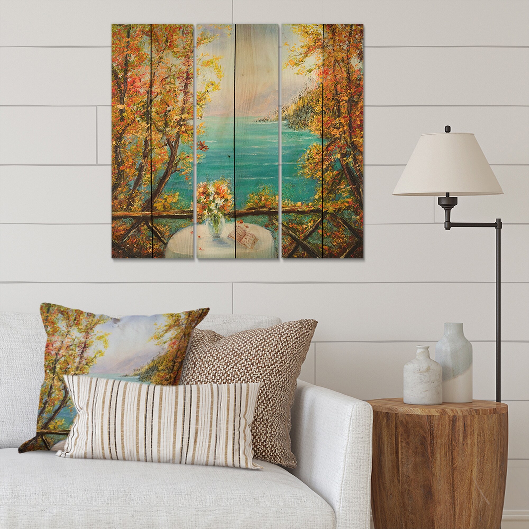 Designart 'Terrace VIew By The Blue Ocean' Nautical &-image