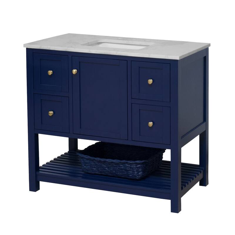 KitchenBathCollection Lakeshore 42" Bathroom Vanity with Engineered Carrara Top