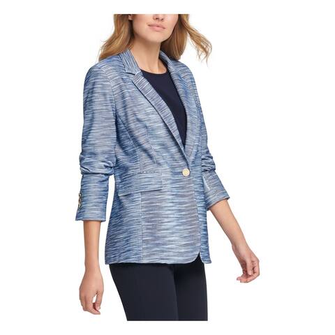 DKNY Womens Blue Striped Blazer Wear To Work Jacket Size 10