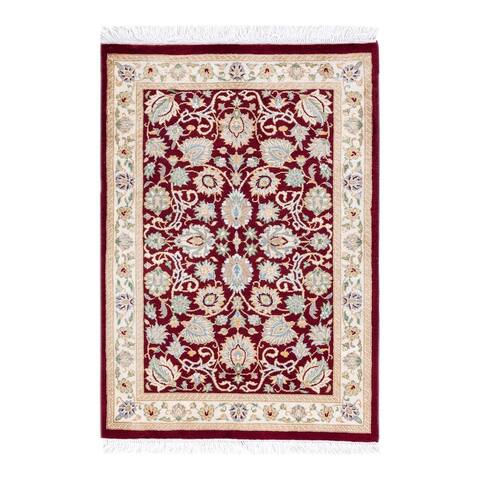 One of a Kind Hand Knotted Traditional Oriental Traditional Area Rug - 3' 2" X 2' 2"