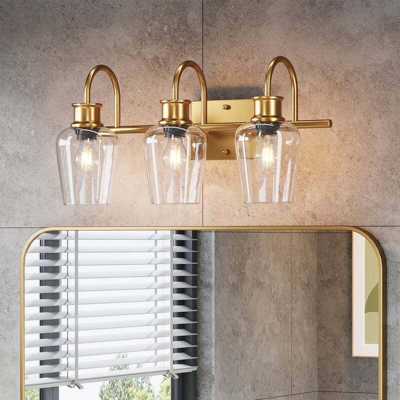 E26 Base Bath Vanity 3-Light Fixtures with Glass Shade for Bathroom