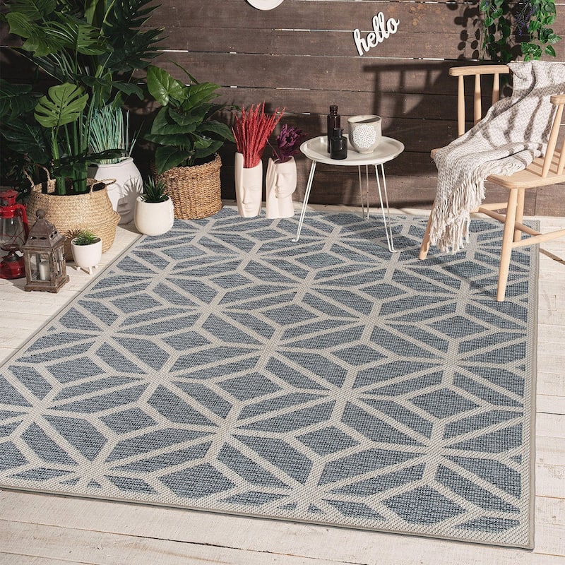 World Rug Gallery Modern Contemporary Geometric Indoor/Outdoor Area Rug