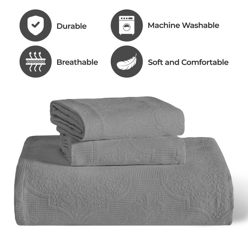 Superior Florin Jacquard Scrolling Medallion Cotton Bedspread Set