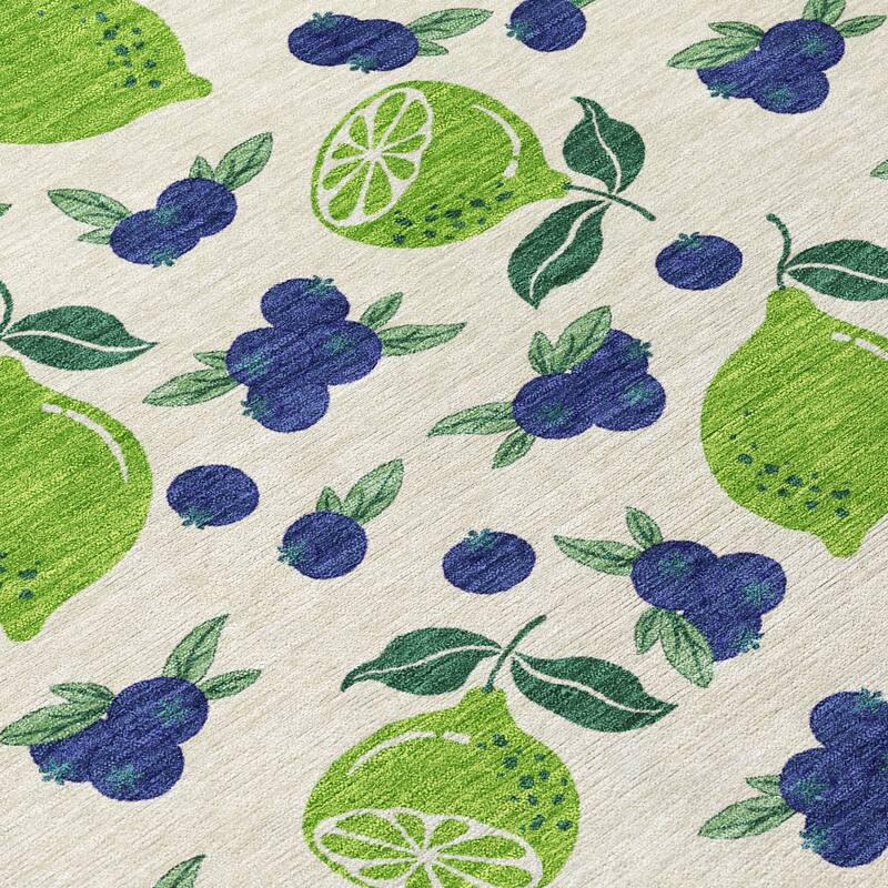 Machine Washable Indoor/ Outdoor Citrus Berry Chantille Rug