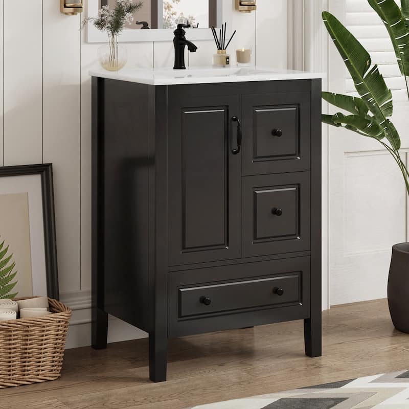 24 inch Bathroom Vanity with Sink - Black