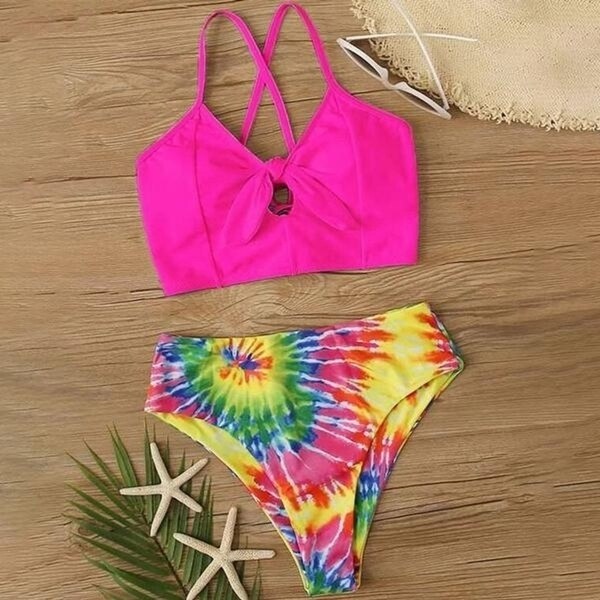 tie dye high waisted bikini swimsuit