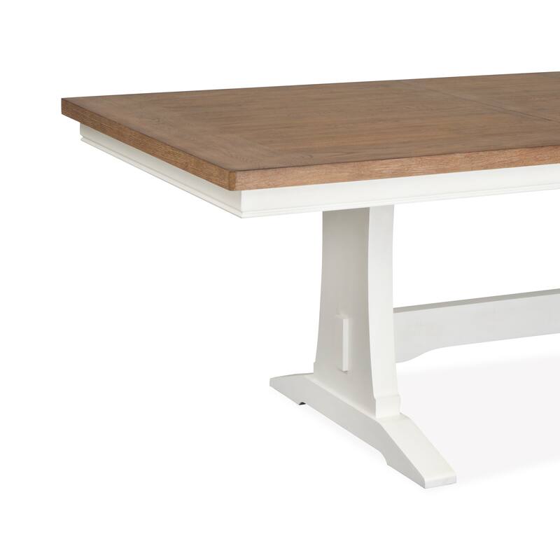 Magnussen Home Kingston Whisper White and Cerused Nutmeg Extendable Trestle Dining Table - 42''W x 72''D x 30''H