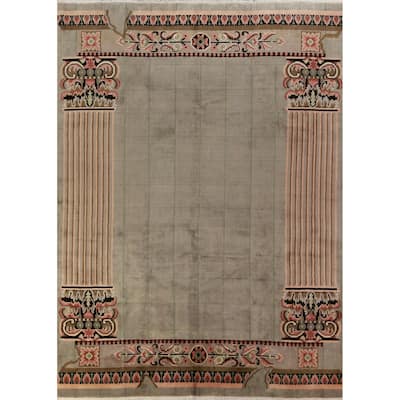 Nepalese Oriental Area Rug Hand-Knotted Wool Carpet - 9'0"x 11'7"