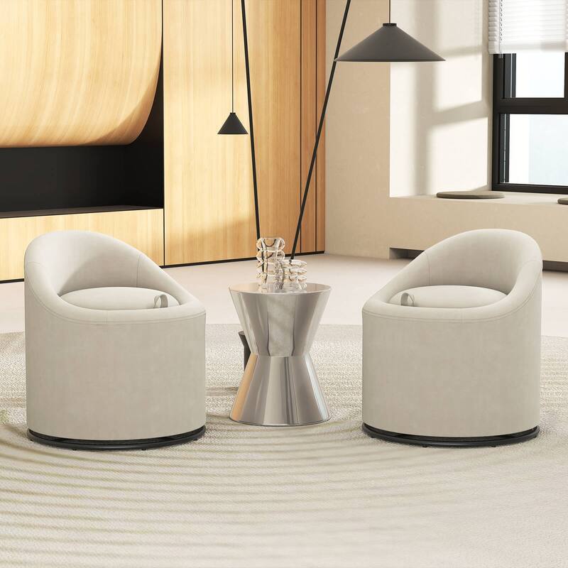 Costway 1/2 PCS Barrel Chair with Storage 360° Swivel Upholstered - See Details