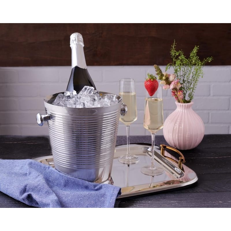Sol Living Stainless Steel Rectangular Serving Tray with Handle - 16.5" x 13" x 2.8"