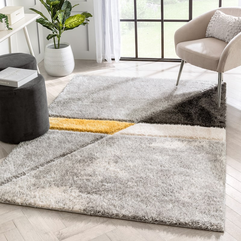 Well Woven Lolly Mori Abstract Geometric High Low Shag Area Rug