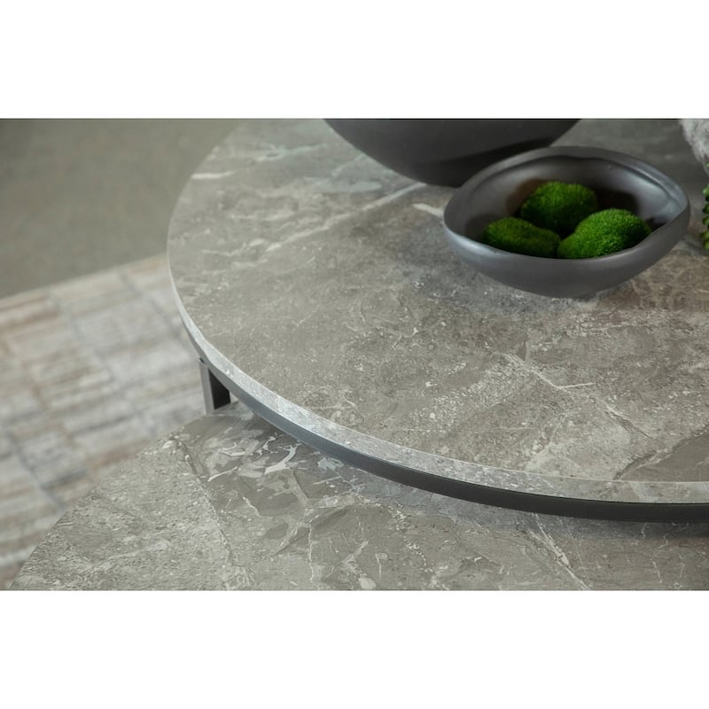 2 Piece Nesting Coffee Table in Grey and Gunmetal