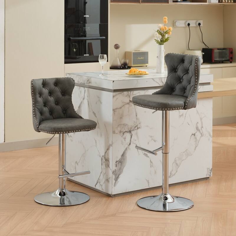 Swivel Foam Barstools Adjusatble Seat Set of 6