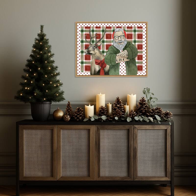 Hipster Santa Collection A by Grace Popp (30 x 23 in.), Framed Canvas Wall Art Print - Sylvie Natural