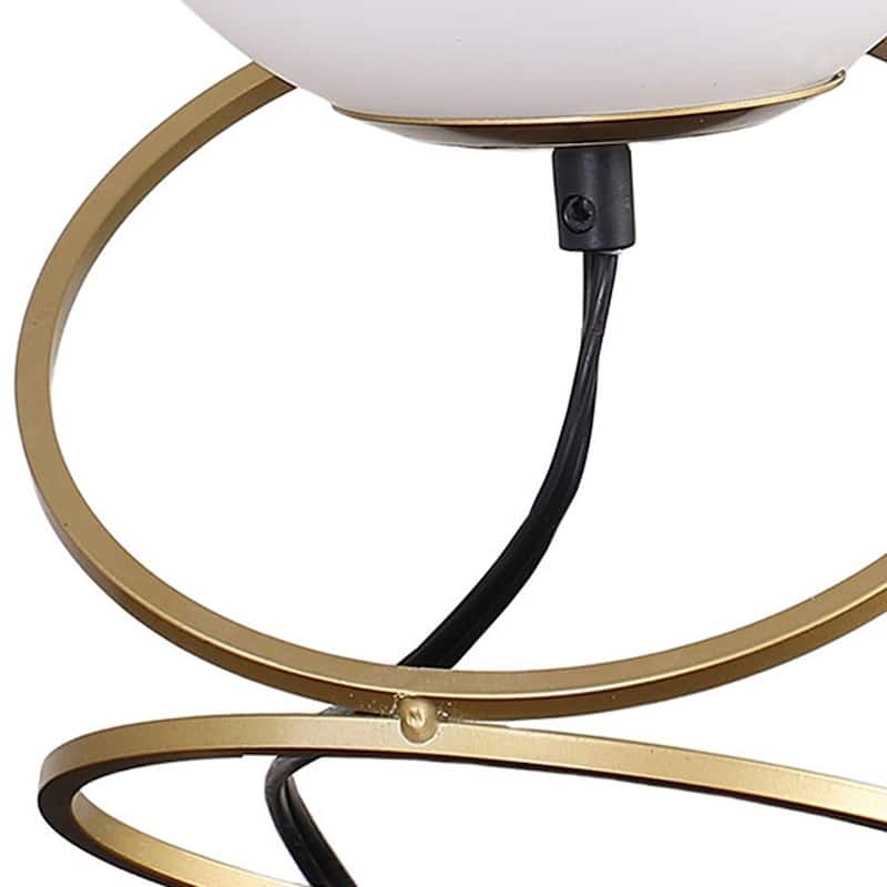 HomeRoots 14" Gold Metal Geo Spiral Bedside Lamp With White Globe Shade - 7