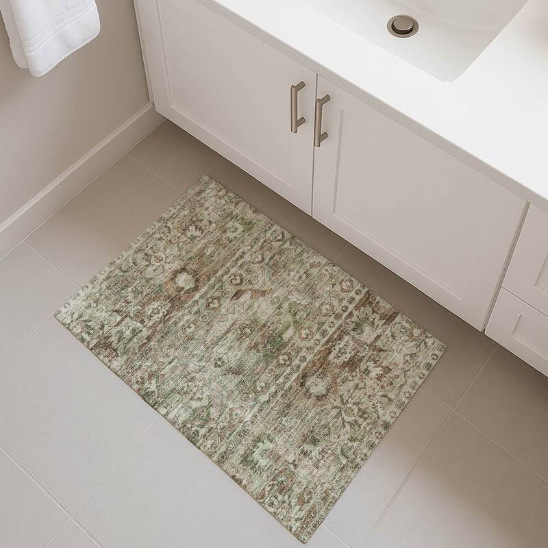 Machine Washable Indoor/ Outdoor Traditional Hudson Chantille Rug