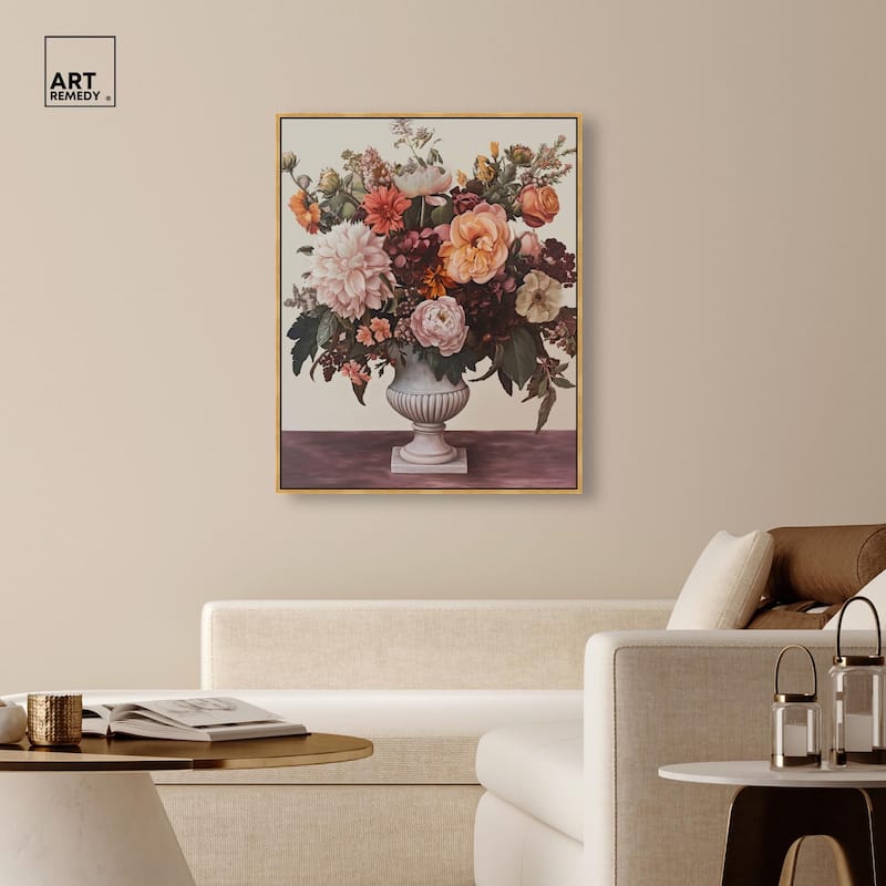 Autumn Tan Floral Canvas by Art Remedy