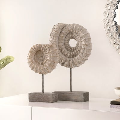 SAFAVIEH Lena Nautical Ammonite Shell Table Decor (Set of 2) - 3.2" W x 8.3" L x 14.2" H