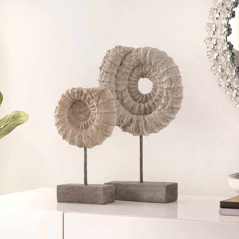 SAFAVIEH Yuuka Nautical Ammonite Shell Table Decor (Set of 2) - 3.2" W x 8.3" L x 14.2" H - 3Wx8Dx8H