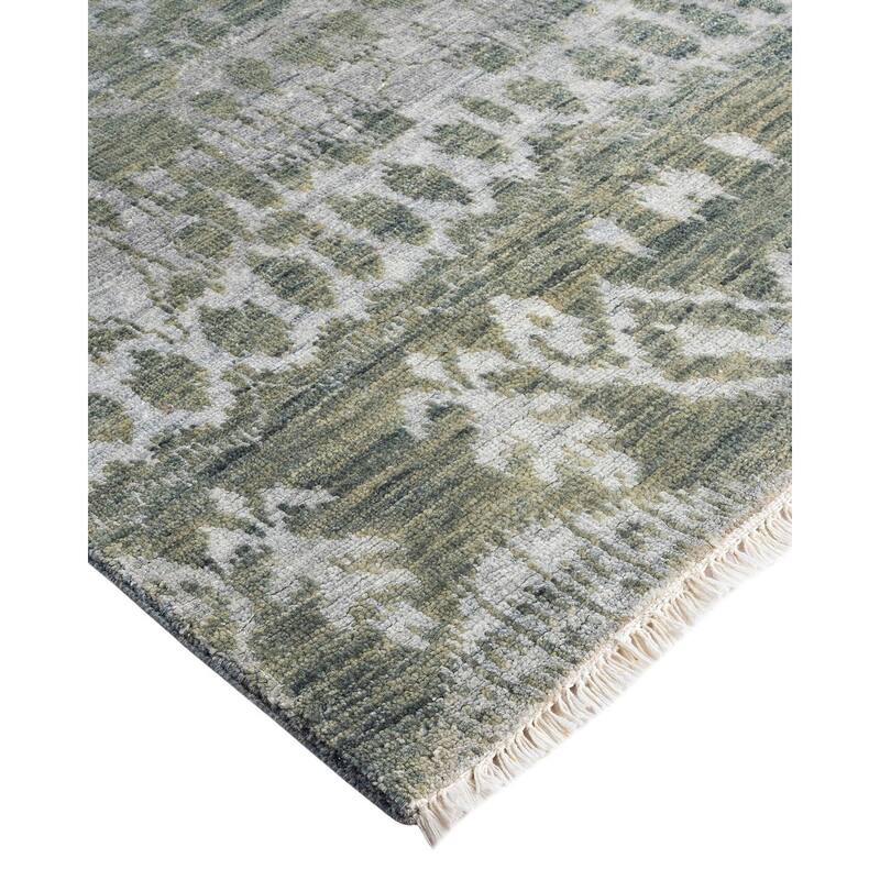 Ikat One-of-a-Kind Hand-Knotted Area Rug - Gray, 9' 0" x 12' 1" - 9' 0" x 12' 1"